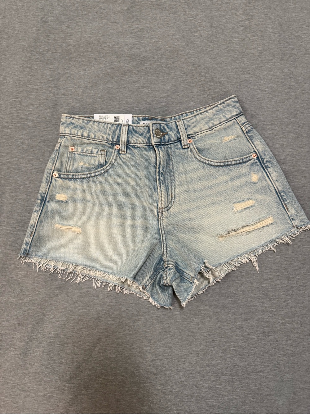 Garage Light Wash Distressed Jean Shorts
